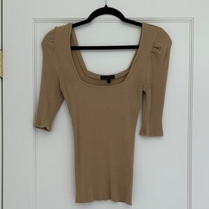 Chic Tan Ribbed Knit Top from Intermix